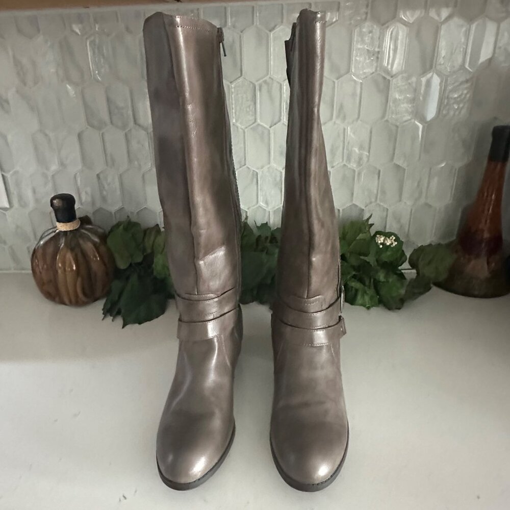 Unisa Womens Knee-High Riding Boots Size 10M Faux Leather Brown Made In China - Picture 3 of 12